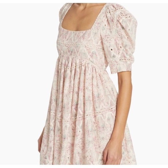 En Saison Pink Eyelet Embroidered‎ Empire Waist Mini Dress Small NWOT - Picture 1 of 14